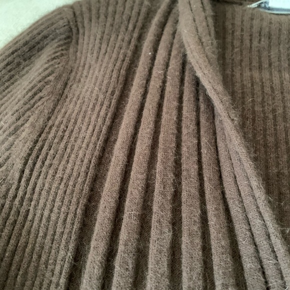 Sarah Spencer Brown Angora Angled Cardigan Sweater - Picture 4 of 7